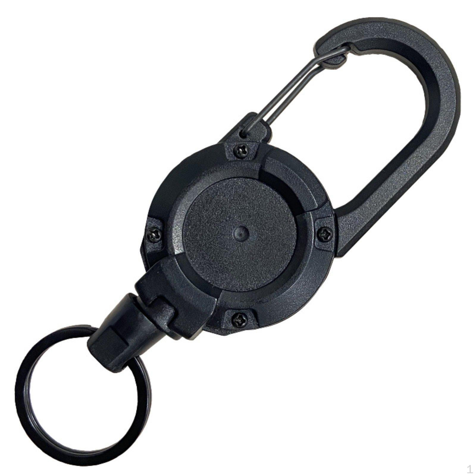 Retractable Carabiner Keychain Steel Wire Cord Key Reel Portable Heavy Duty