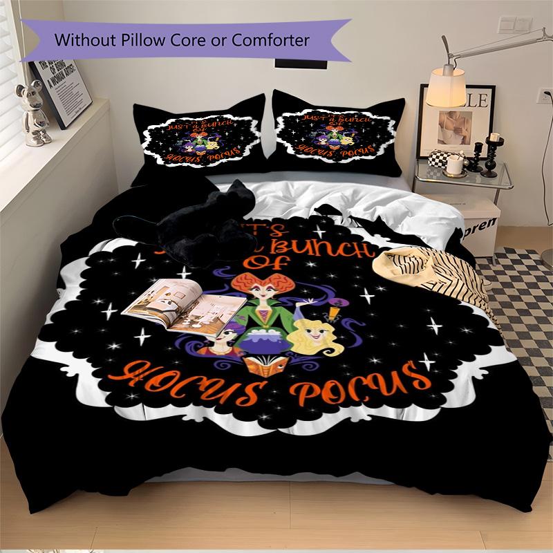 Hocus Pocus Halloween Magic Print 3Pcs Bedding Setduvet Cover With 2 Bedropillowcase Home Birthday Gift