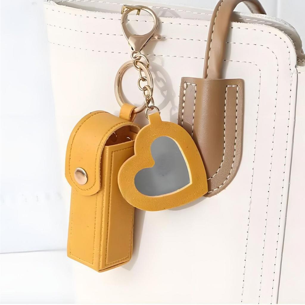 Portable Lipstick Mouth Red Envelope Gift Coin Purse Keychain Women Girls'Lipstick Storage Bag Fashion Storage Box with Mirror