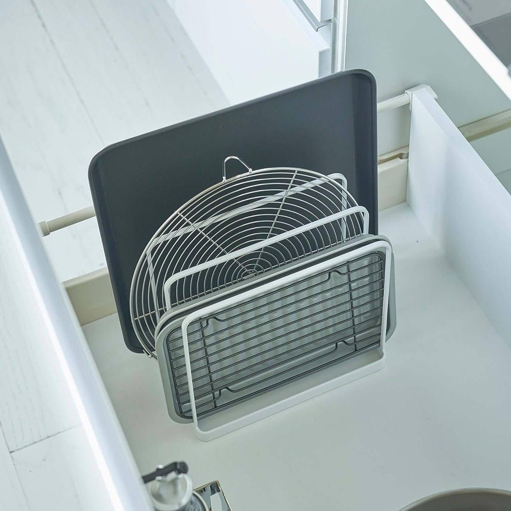 Vertical Cutting Board Rack Four Layer Kitchen Tray Baking Tray Organizer Multifunctional Movable Office Book Storage Shelves