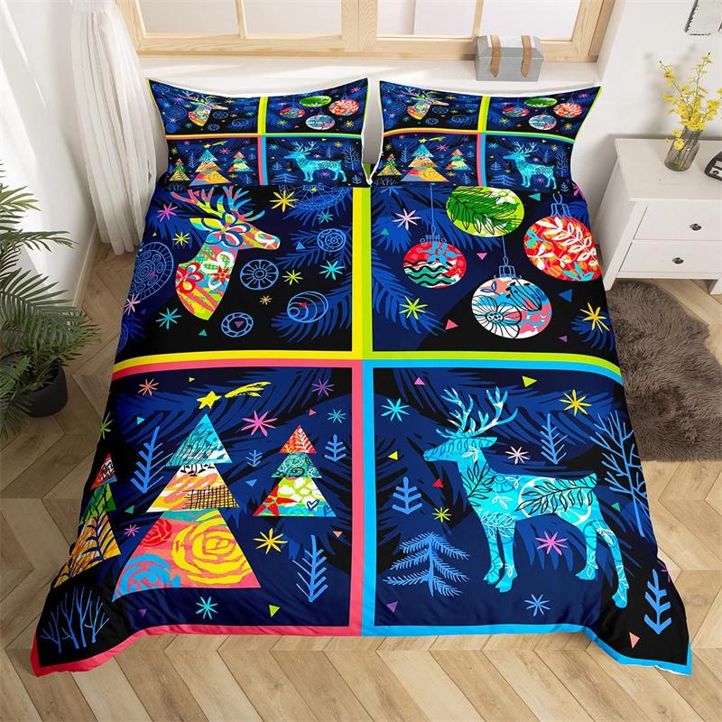 Vánoční povlak na přikrývku Santa Claus Ložní souprava Vánoční Šťastný Nový Rok Dekor Přikrývka Mikrovlákno Přehoz na postel Královská velikost