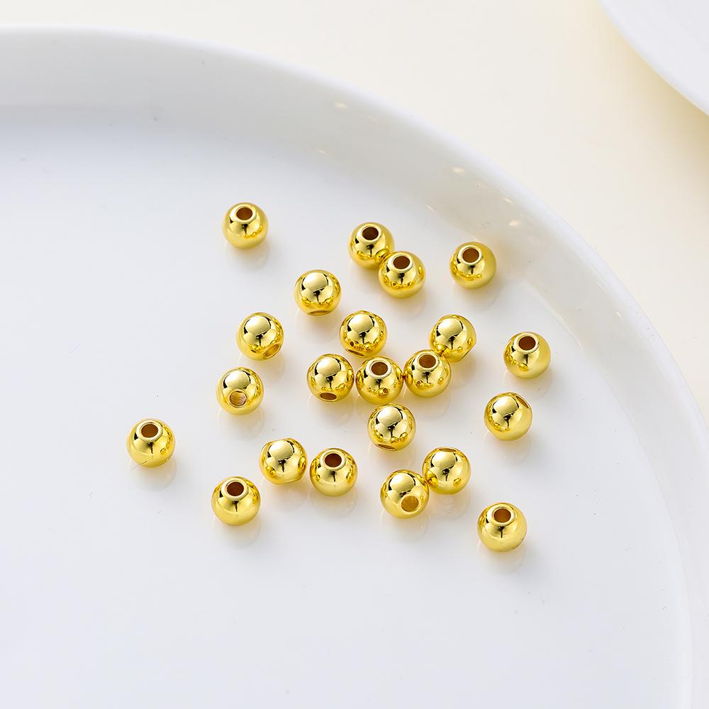 20-100 Stück 14K 18K Gold Platin Beschichtet Rund Lose Abstandhalter Kupferperlen Endperlen Für Diy Schmuck Halskette Perlenzubehör