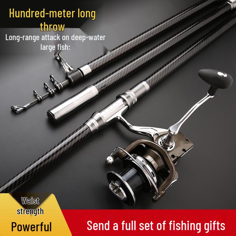 Ultra-Light Carbon Fiber Fishing Rod 3.6m/4.5m Long Cast Sea Rod Set