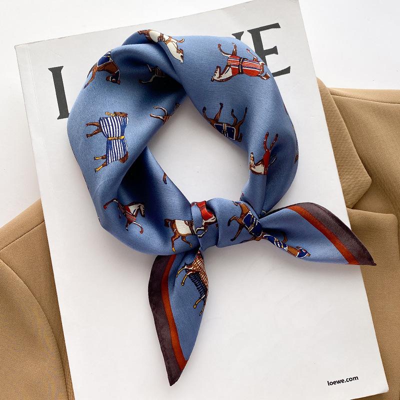 

Дизайн с принтом лошади 100% чистый шелк квадратный шарф женская мода роскошный бренд шарфы шейный платок для волос ручной браслет бандана 53x53cm