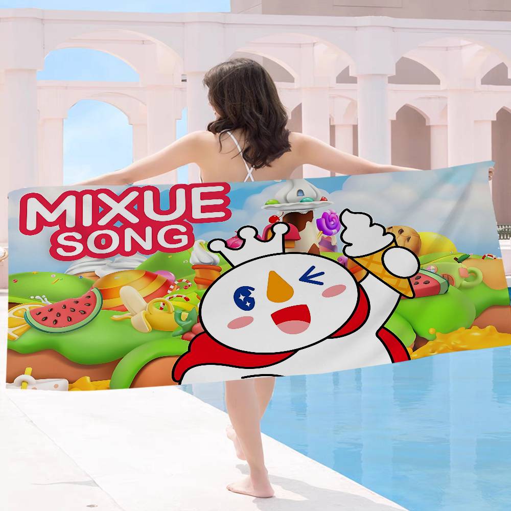 Cute M-Mixues Ice Cream & Tea Logo Big Microfiber Beach Towels Quick Dry Towel Sand Beach Towels Pool Towel for Travel Yoga