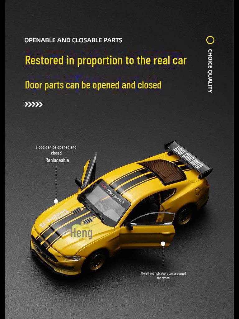 Amber Color 1:42 Ford Mustang GT 2018 Alloy Sedan Sports Car Model - Modified Edition