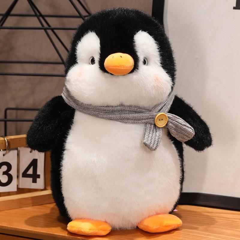 Doll Plush Penguin Pillow Birthday Gift Pink Gray Scarf Decoration Oceanarium