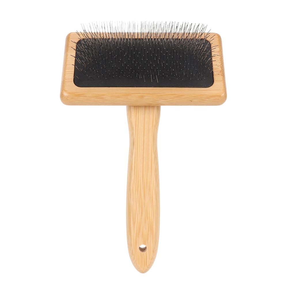 Fine Polished Bristles Pet Slicker Brush Wooden Handle Fringe Comb Durable Cleaning Brush For Dogs