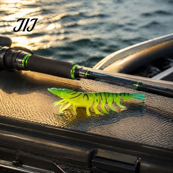 Flexible Fishing Baits 9.5cm/4.8g TPE Soft Bionic Shrimp Bait, Realistic Glitter Lure, Simulation Lifelike Swimming Prawn Swim Bait for Freshwater