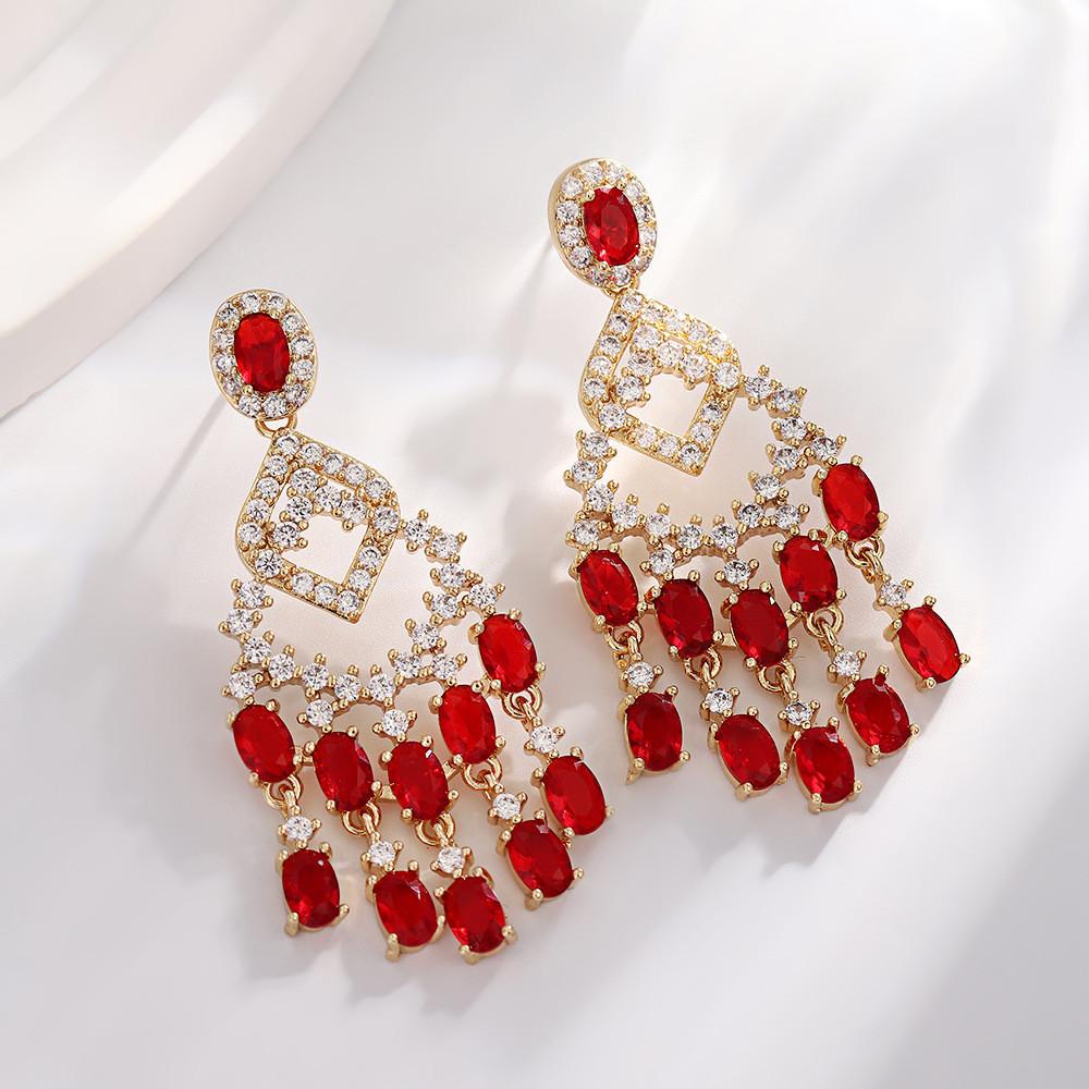 Zircon Drop Earrings With Glittering Lotus Water Drop Design For Women Summer