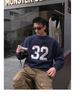Men's Retro Number Patchwork Embroidered Sports Hoodie - Loose Fit, Round Neck, Versatile for Spring & Autumn