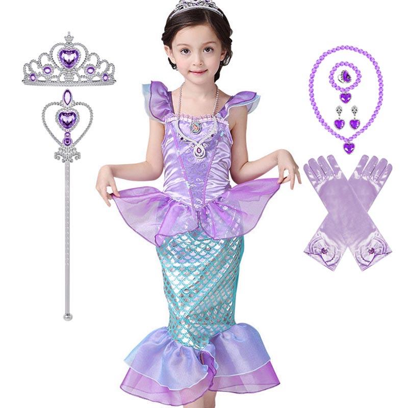 Ariel Prinses Kostuums Cosplay Jurk voor Kinderen Meisjes Zeemeermin Jurk Meisjes Zomer Casual Halloween Verjaardagsfeest Verkleden
