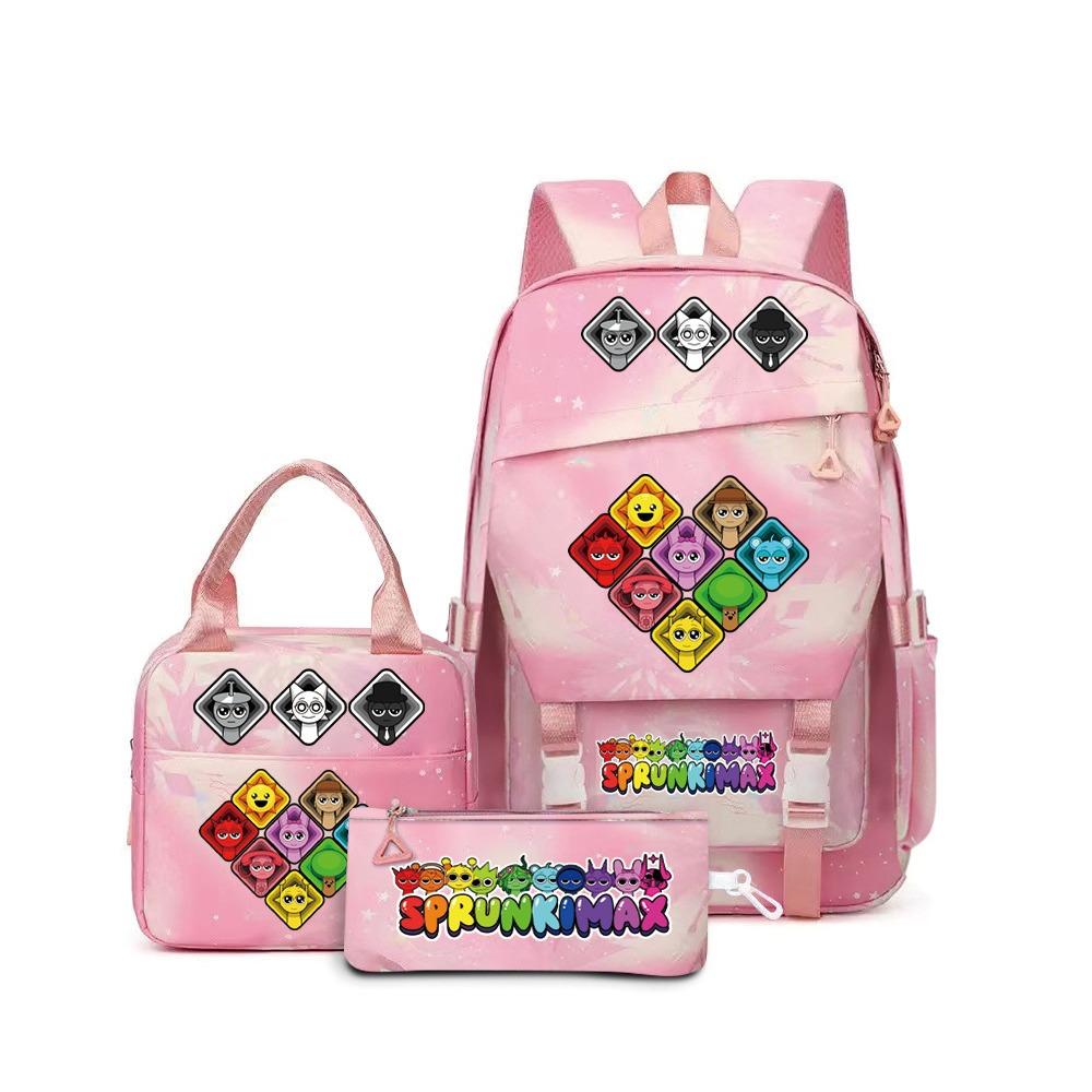 SprunkiPlush Rhythm Box School Bag Student Large Capacity Storage Backpack Backpack Three-piece Set L