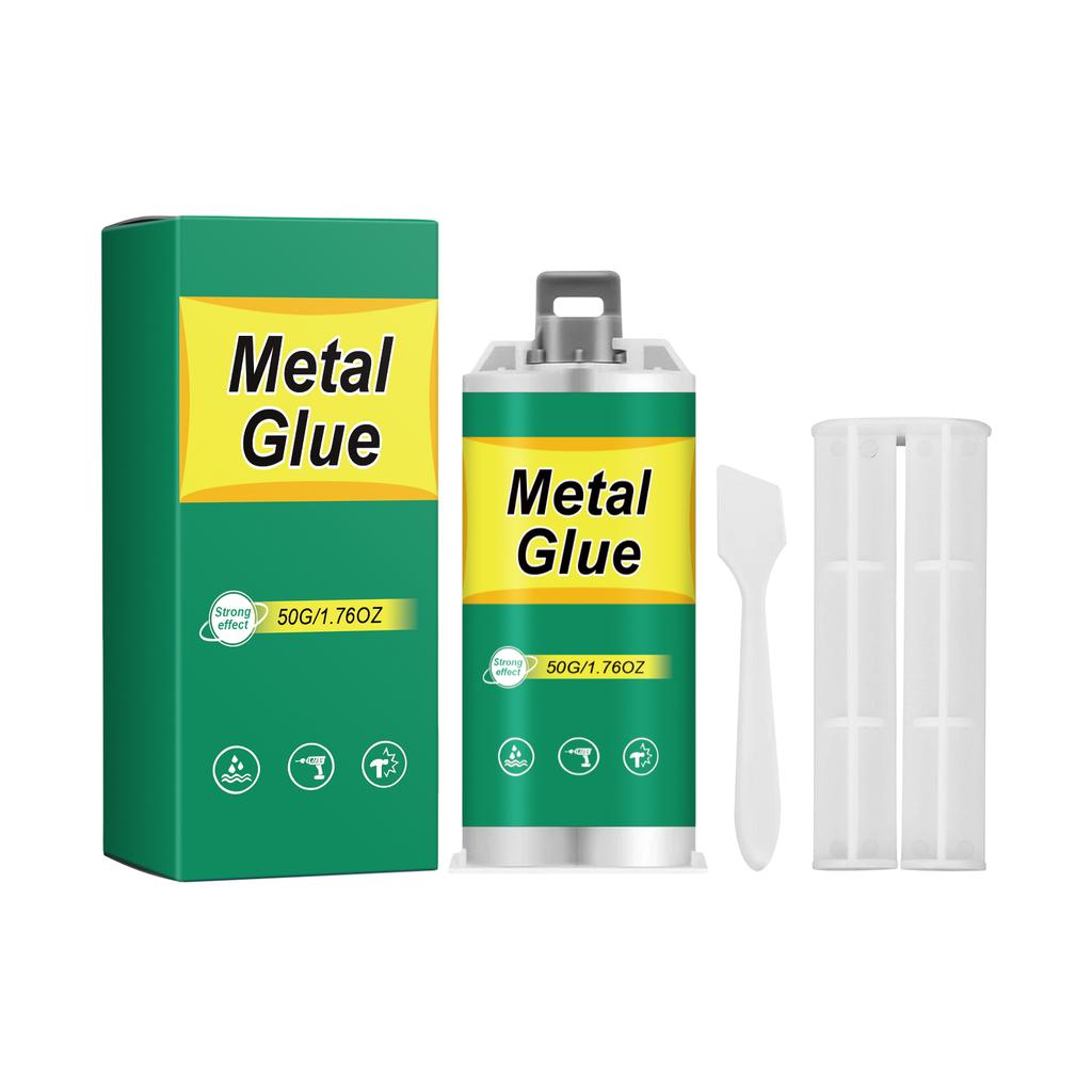 Colla Epossidica Metallica 50G Kit Bi-Componente per Incollaggio Forte per Riparazione di Metallo, Plastica, Ceramica, Legno e Uso Industriale