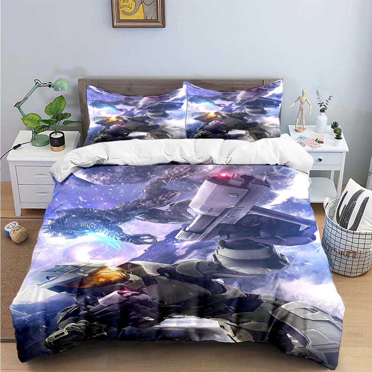 

Game H-Halo 2 Xbox Mechwarrior Print Bedding Sets Bed Supplies Set Duvet Cover Bed Comforter Set Bedding Set Luxury Gift EU Double(200*200cm)3pcs