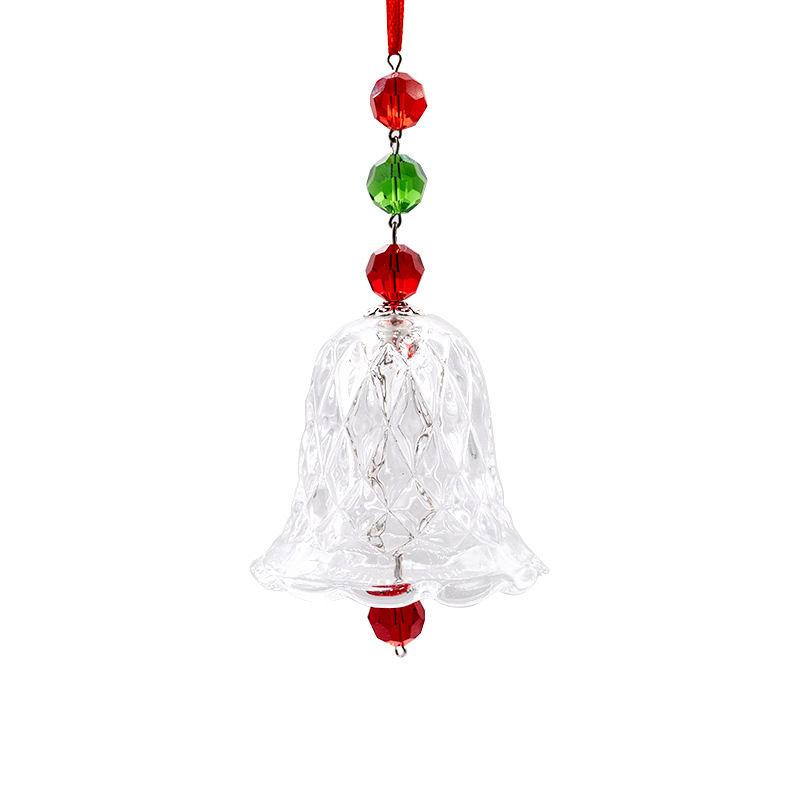 Red Transparent Ornaments Bell Glass Pendant Tree Decorations Chimes Window Holiday Christmas Crystal Wind