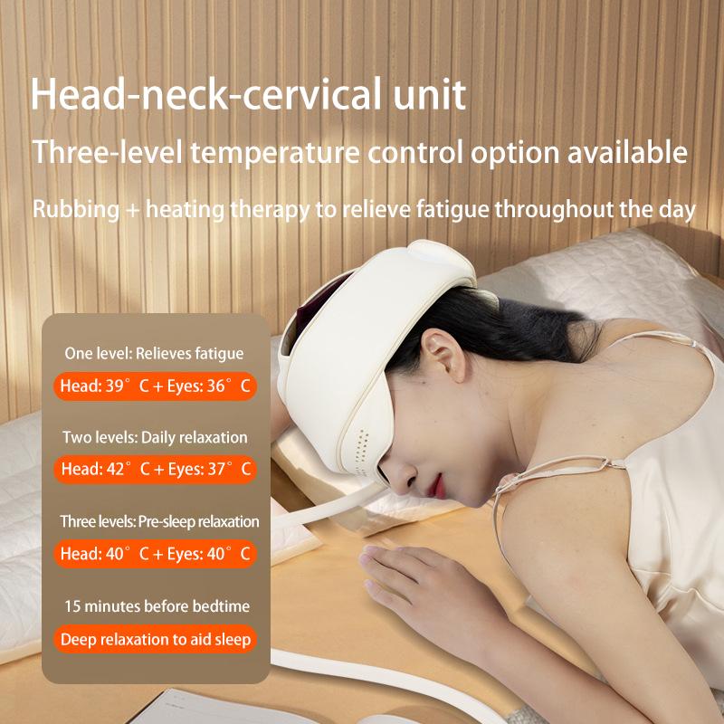 Portable 2 in 1 Electric Airbags Massager Relief Relaxing Smart Vibration Sleep Aid Head Massager with Eye Mask Heat Compression