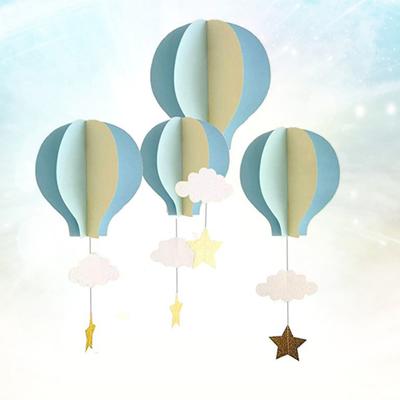4 Pcs Heißer Luft Ballon Dekoration Wolken Papier Anhänger Grüne Luftballons 3D Charme Schmücken
