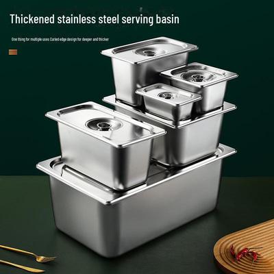 Bacinella quadrata in acciaio inossidabile con coperchio per fast food, tè al latte, condimenti o hot pot