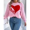 Autumn and Winter Women's Casual Valentine's Day Clash of Colours Love Long Sleeve Pullover Sweater