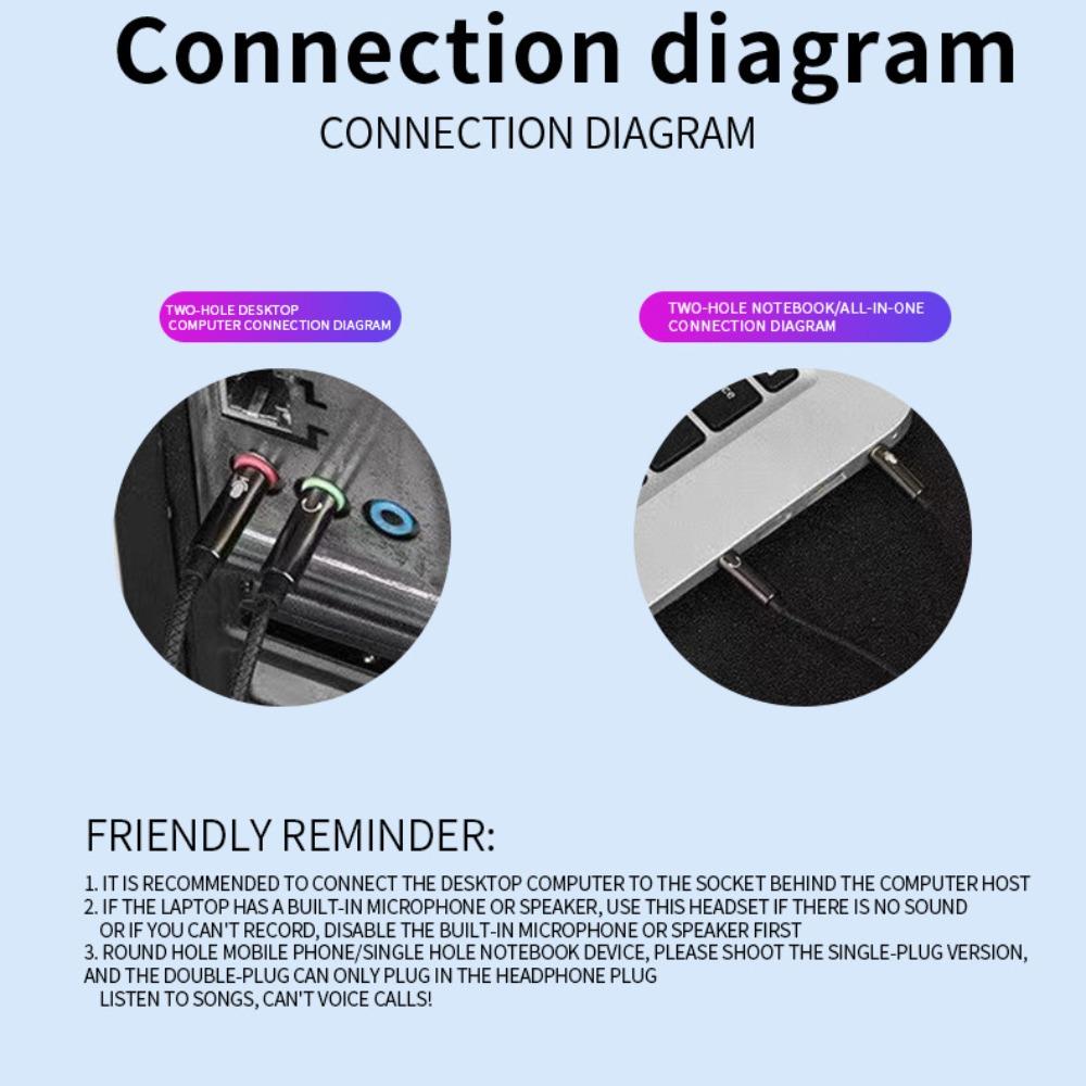 3.5mm Jack Dual Jack Headphones in Ear Wired Headset 3.5mm Wired Earphones  for Desktop/Computer/PC