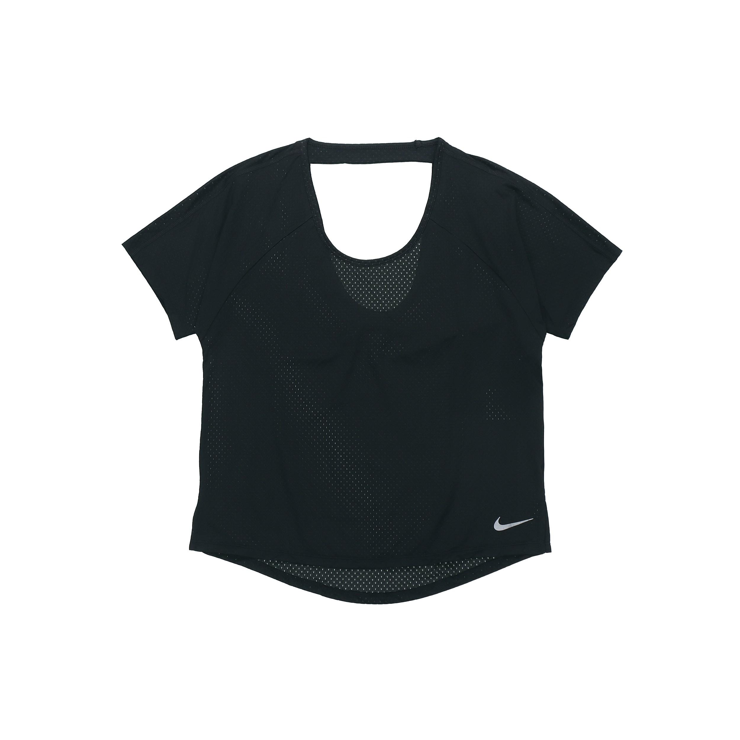 (WMNS) Nike Breathe Miler Running Short Sleeve Sports BRA Professional Black Women s AJ8142-010 L