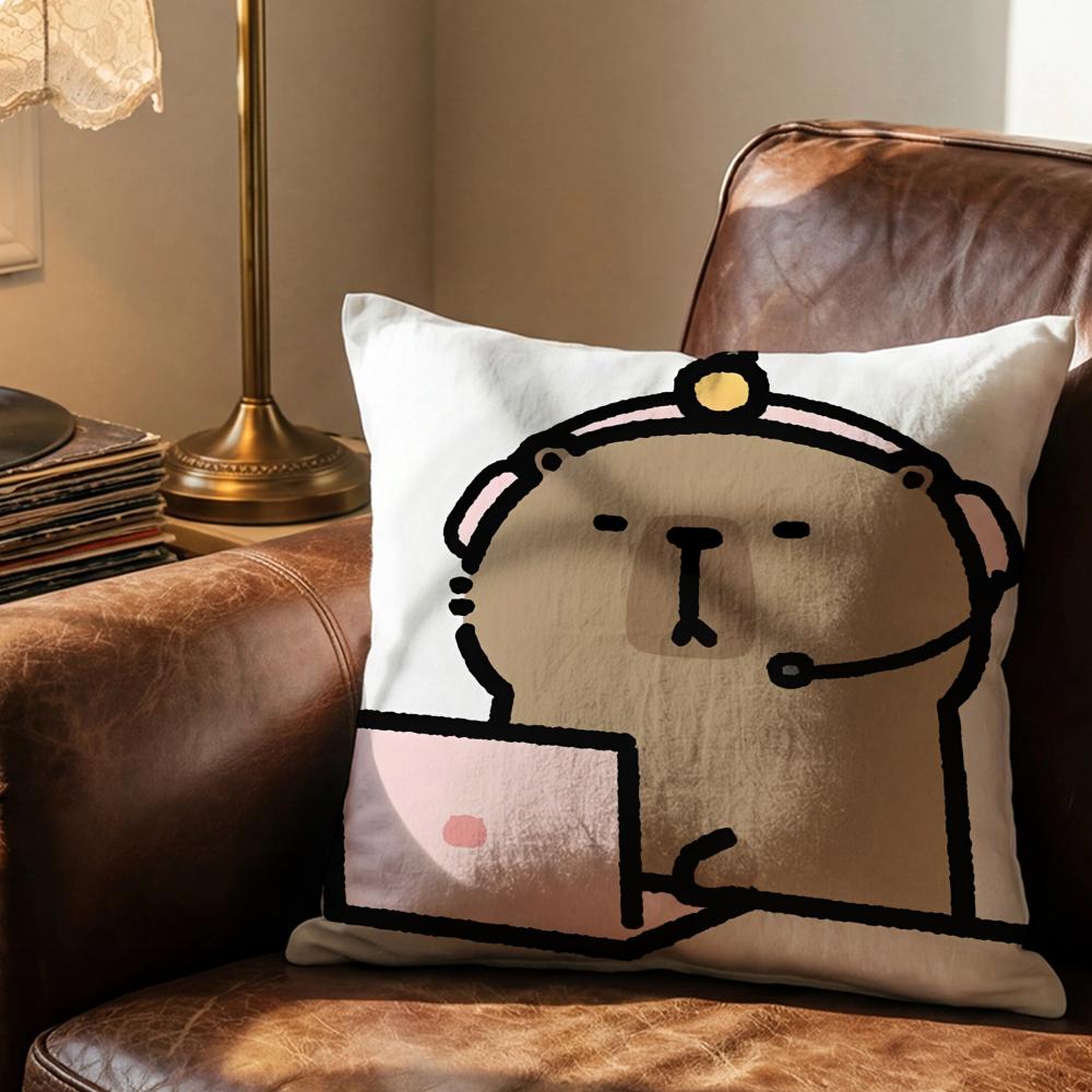 Cute pet Kapibala Cushion Cover Soft & Easy-Wash Pillow Case – Versatile for Couch, Bed, Travel and Office