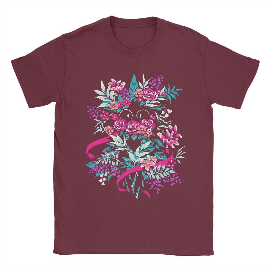 Deltarune Spamton Merch Ralsei Floral Men's T Shirts Leisure Tees Short Sleeve Round Collar T-Shirt Cotton Big Size Tops
