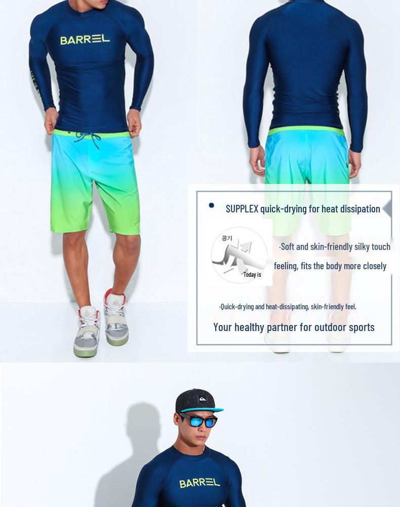 Men's Quick-Dry Long Sleeve Wetsuit for Surfing, Snorkeling, and Water Sports - Sun Protection & Jellyfish Defense.