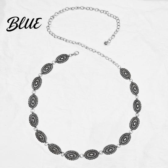 Women Adjustable Waist Strap Chain Bohemia Style Denim Belt Alloy