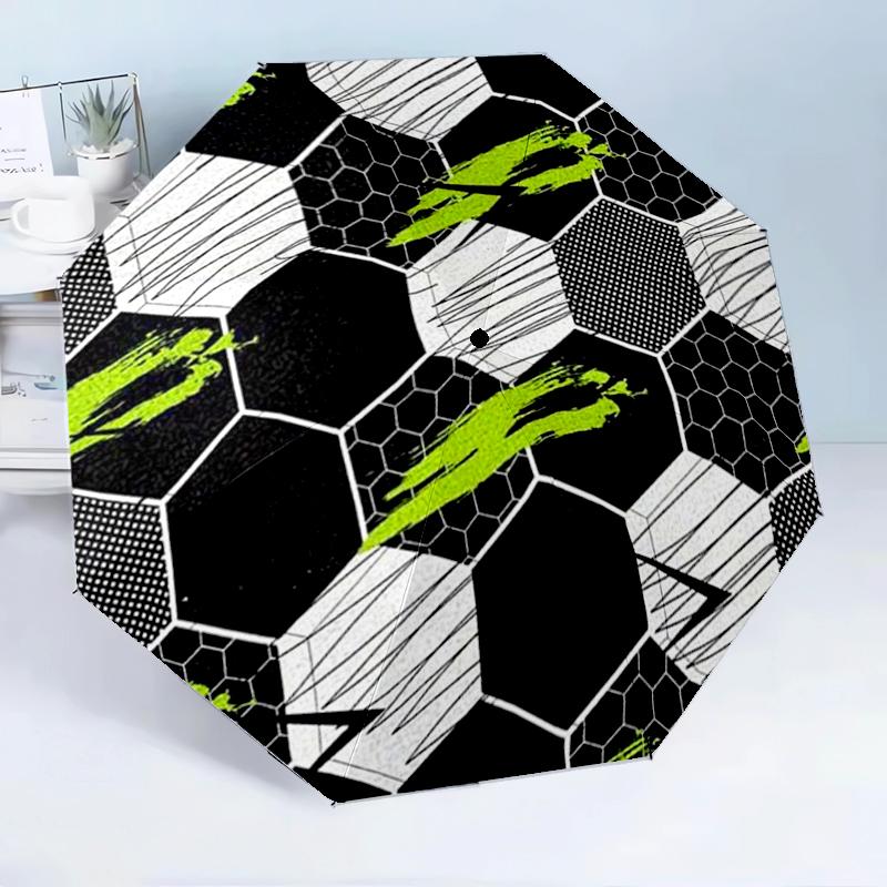 Soccer Ball Artwork 8-Frame for Travel, Camping, Casual Lightweight Portable Umbrella, Essential for Every Family Holidays Birthday Gift