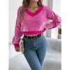 Lässiger Pullover mit gestreiften Laternenärmeln für Damen im Herbst und Winter