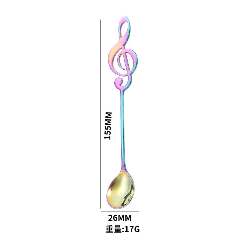 304 Stainless steel music spoon gold creative stirring coffee spoon dessert spoon mini music bar spoon