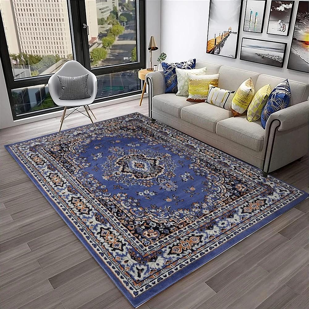 Persian Turkey Bohemian Flower Carpet Rug for Home Living Room Bedroom Sofa Doormat Kitchen Decor,Area Rug Non-slip Floor Mat