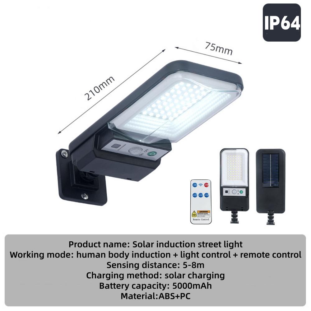 Solar LED Street Light Motion Sensor Remote Control Super Bright Outdoor Wall Lamp Waterproof 6500K Flood Lights for Yard Road