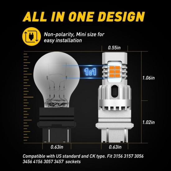 AUXITO 3156 3157 LED Turn Signal Light Bulbs CANBUS Anti Hyper Flash Amber EOA