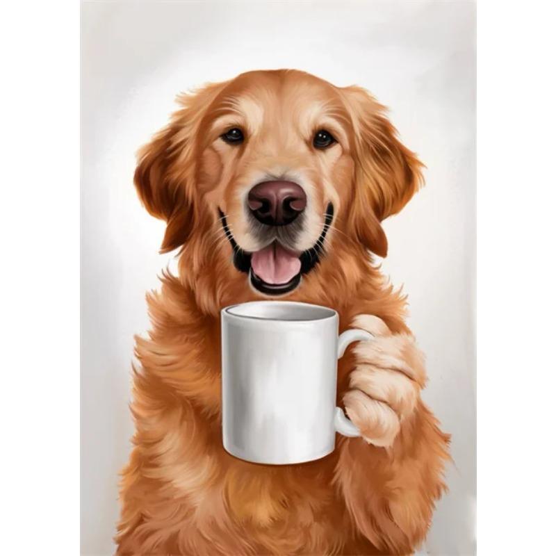 Funny Wall Art Pictures Animal Coffee Portrait Posters Canvas Print Art Sloth Pug Dog and Coffee Mural Cute Home Decor Painting