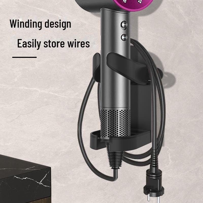 Punch-Free Multi-Function Wall-Mounted Hair Dryer Rack for Bathroom