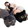 50-90Cm Cute Cat Plush Toy Stuffed Animal With Expression Cartoon Gray Black Cat Sleeping Pillow Cushion Children Birthday Gift