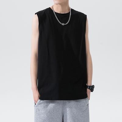Men's Sleeveless T Shirt Summer Fashion Solid O Neck Sleeveless T Shirt Men Cotton Casual Loose Street Top Tees 5XL