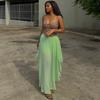 European and American Women's Clothing Retro Plaid Slim-fit Suspender Tube Top African Foreign Irregular Mesh Skirt Set
