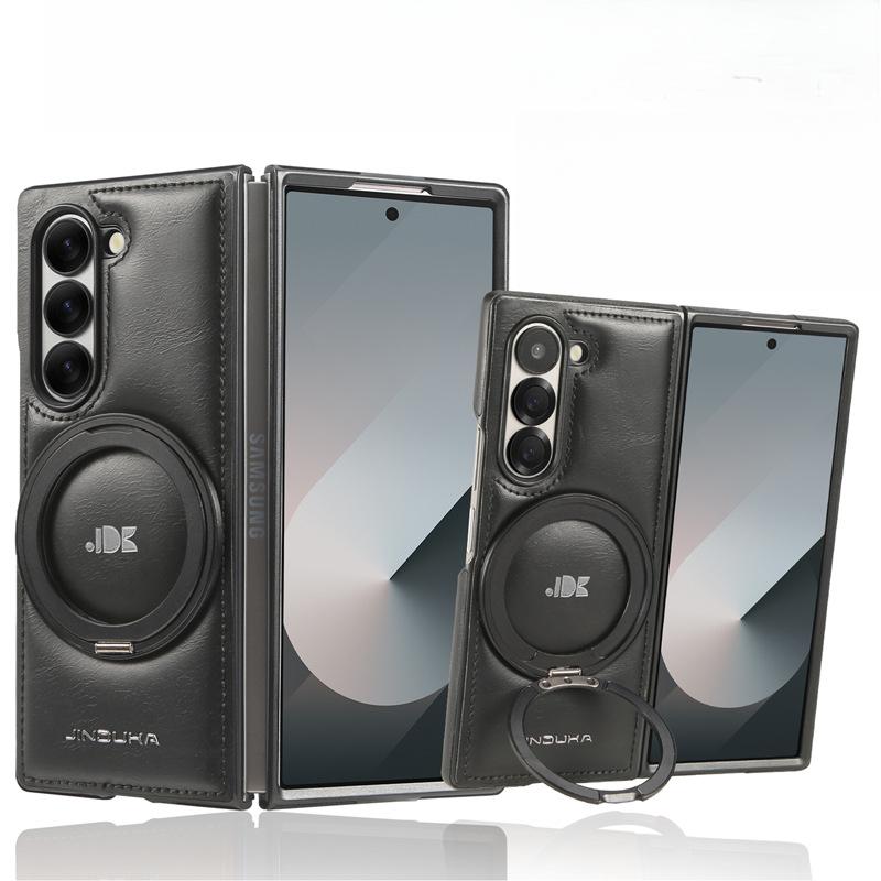 Suitable for Samsung Zfold5 Mobile Phone Case Flip Leather Fold6 Rotating Magnetic Bracket 4/3 Generation Business Men's Leather Case