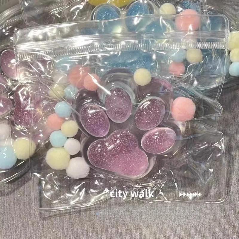 

детский Каваи Лед Прозрачная Пудра Прозрачный Сквиши Кошачья Лапка Игрушка для Щипания для Снятия Стресса сенсорные игрушки