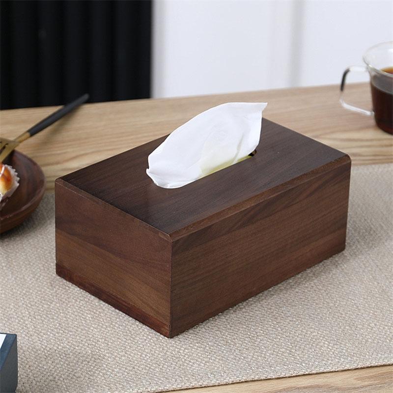 Wooden Bathroom Tissue Box Living Room Household Dining Table Tea Table Paper Extraction Box Walnut