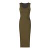 Olive green square neck vest dress women's summer waist temperament thin tight skirt medium and long hip skirt