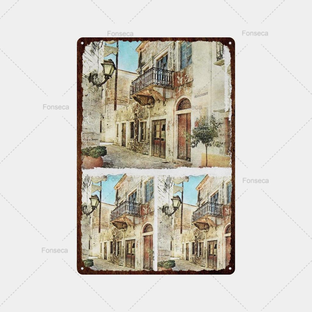 Flower Potted Landscape Metal Sign Vintage Tin Sign Metal Vintage Bar Vintage Wall Decoration Bar Club Man Cave Metal Poster