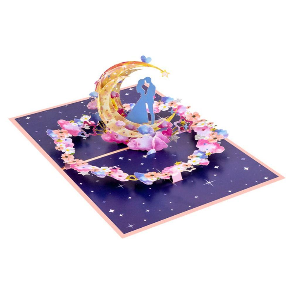 Pop Up Design Valentines Day Greeting Cards Romantic with Envelope 3D Heart Tree Card Exquisite Handcrafted Moon Wedding Cards