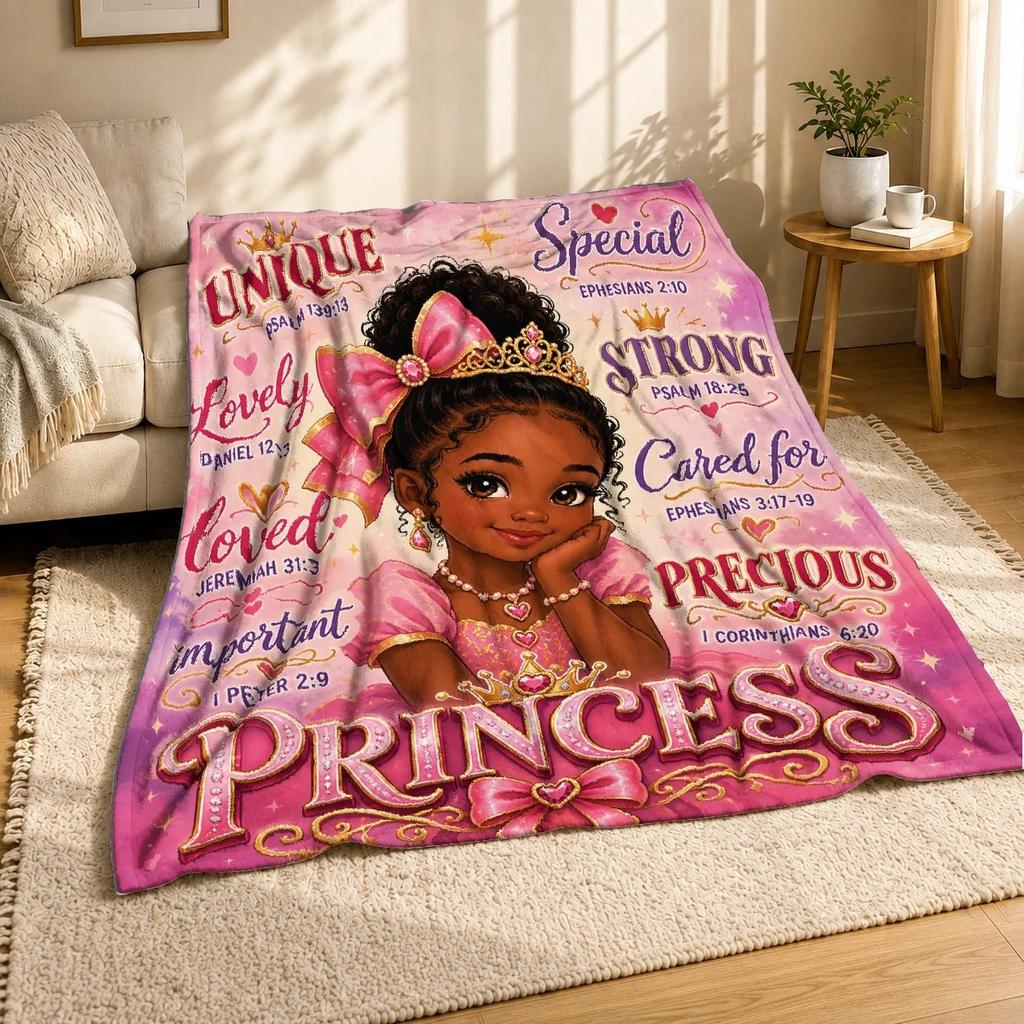 Black Girl Princess Affirmation Coral Fleece Blanket