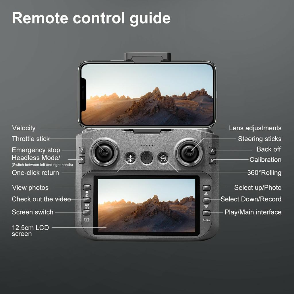 S156 Brushless RC Drone HD Camera Optical Flow Positioning RC Aircraft with Screen Controller, Single Battery