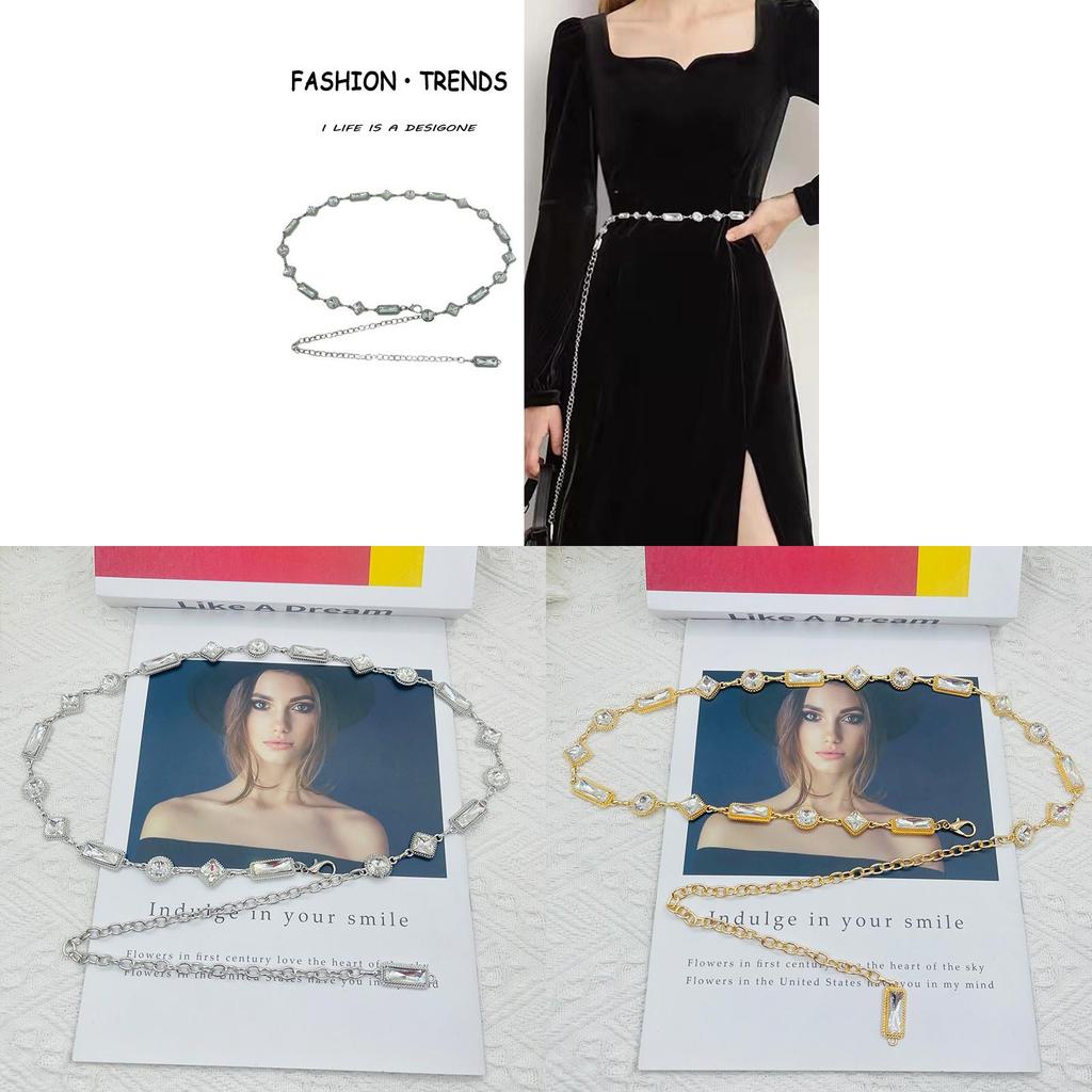 Punk Water Drilled Waist Chain For Women With Chain Link Decor For Summer Fashion